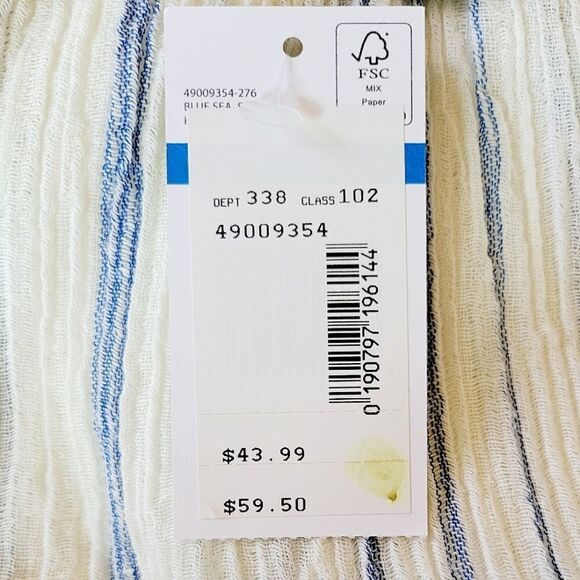 Vintage America Blues Off White & Blue Striped Two Way Neckline Blouse Size XL - Picture 7 of 9